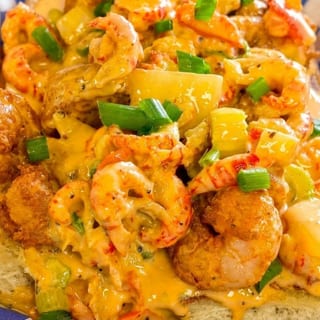 Cheese Overboard Shrimp Poboy ( Crawfish Cheese Sauce)
