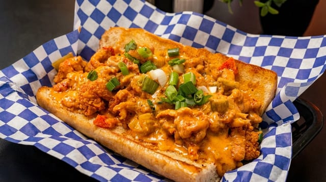 Open Face Shrimp Po' Boy.